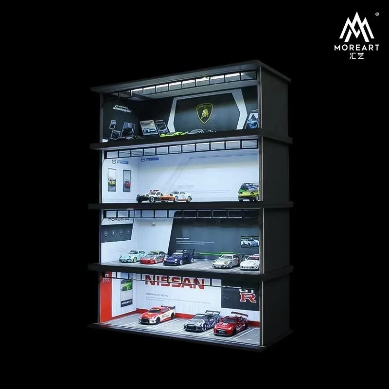TimeMicro&MoreArt 1:64 Nissan Mazda Lamborghini Honda Alloy car model toy car scene with lights 2