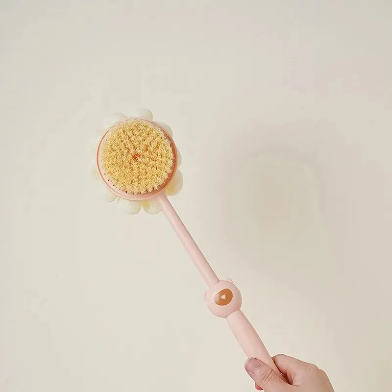 양면 샤워 바디 브러시 실리콘 롱 핸들 욕실 워시 브러시 입욕 마사지 백 바디 엑스 폴리 에이 팅 브러시 목욕 용품
