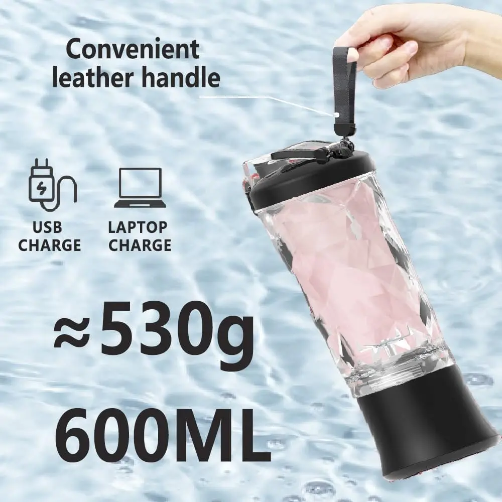 Portable blender with 20oz cup, USB-C rechargeable, self-cleaning, cordless for smoothies, gym, office. 4