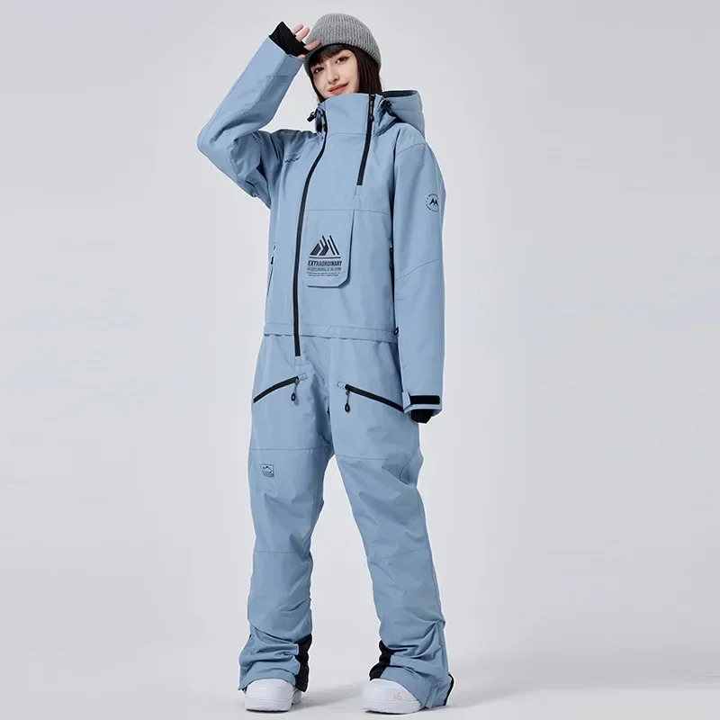 

2025 New Baggy Skiing Suites Winter Snow Clothes Couple Warm Jumpsuits Ladies Windproof Ski Overalls Snowboarding Tracksuit Set