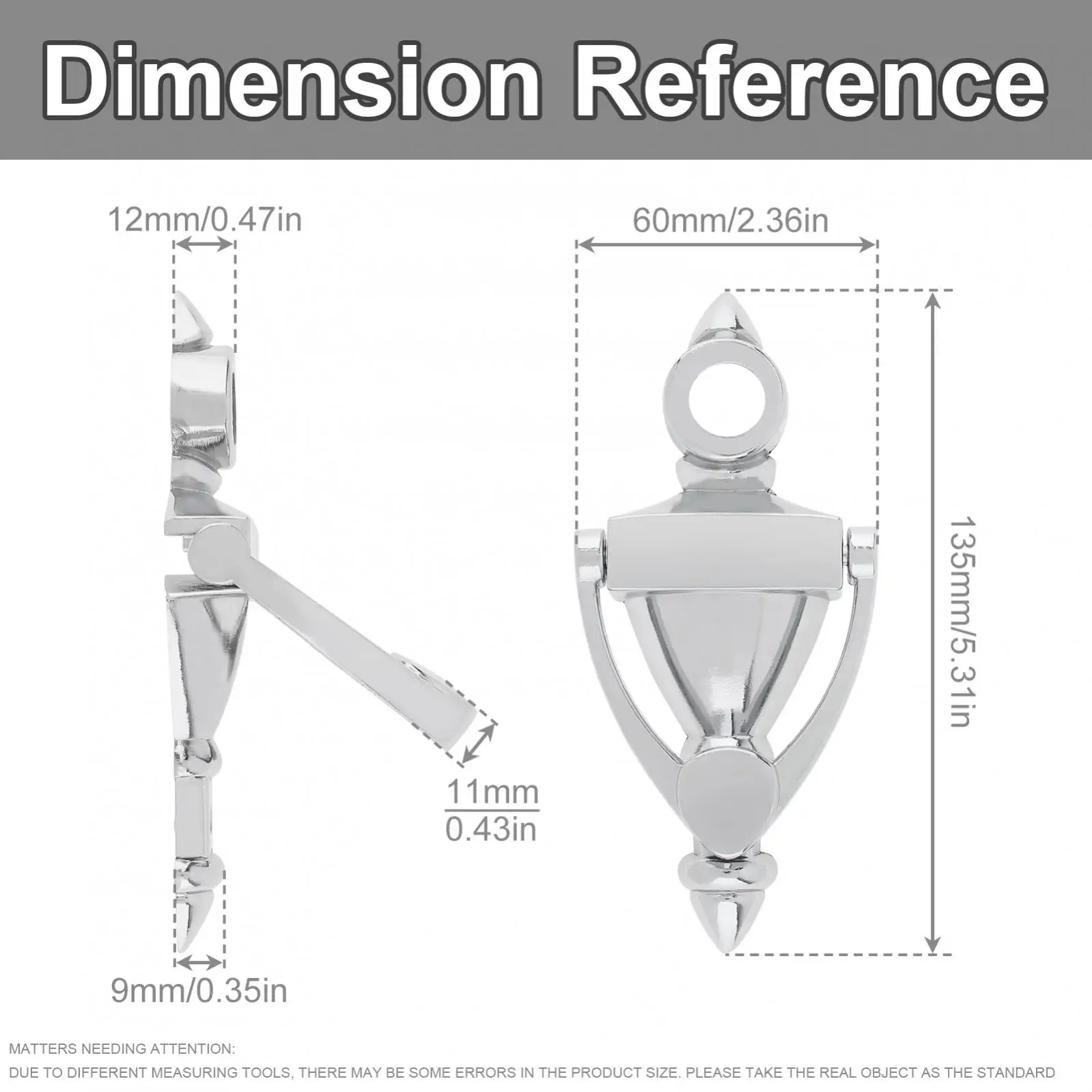 Door Knocker 5 Inch Silver Zinc Alloy Door Knocker with 180 Degree High Definition Door Viewer Security Peek Peep Holes Handle