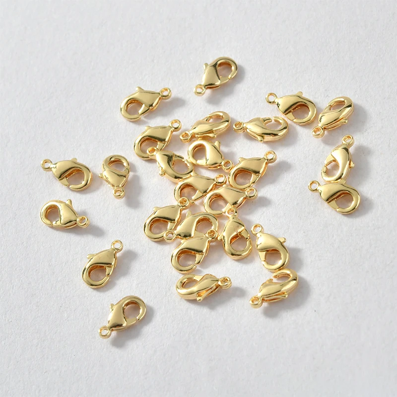 

10pcs/lot 10mm 12mm 14k Real Gold Plated Lobster Clasp Jewelry Connector For DIY Bracelets Necklaces Clasps Findings Craft