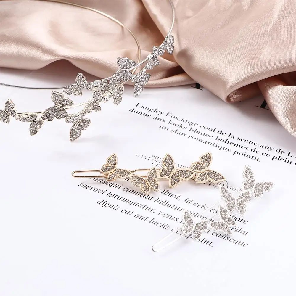 

Exquisite Butterfly Rhinestone Hairpins Headbands for Women Girls Elegant Side Clips Barrettes Headwear Hair Accessories