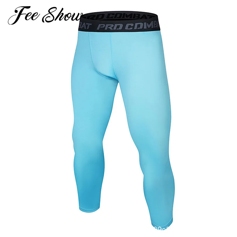 

Men Low Waist Elastic Skinny Calf Length Legging Sport Pants Moisture-wicking Running Jogging Climbing Workout Leggings Trousers