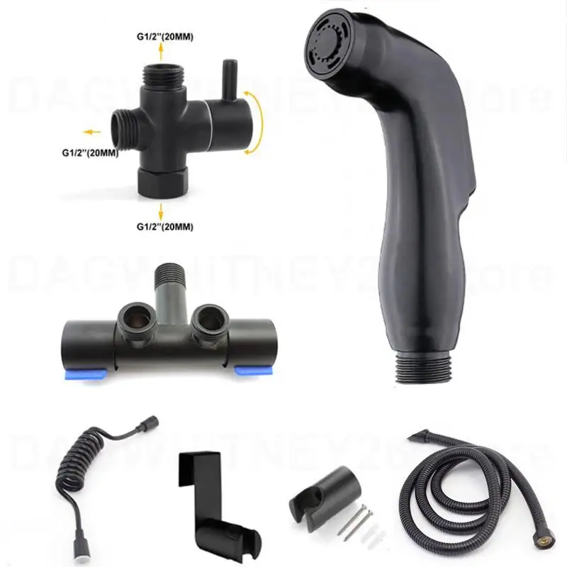 Toilet Spray Gun Bidet self Cleaners wc Bathroom faucet Shower Head Sprinklers Toilets Flushing Sprayer black water hose kit U26