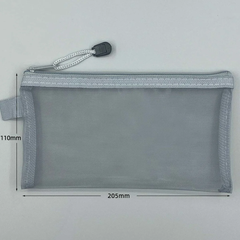 Korean Creative Simple Transparent Mesh Pen Bag,Zipper Closure,Portable,Examination Essential,Student Stationery Bag