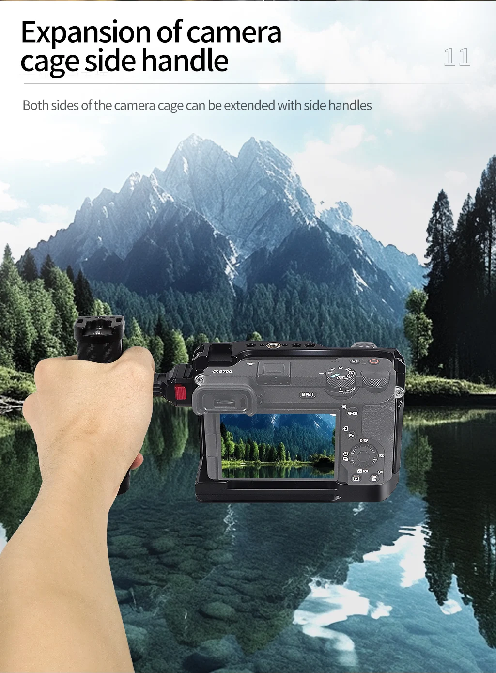 Aluminium legierung Kamera käfig Video Rig Top Griff Kit Kalt schuh halterung für Sony A6700 DSLR Video Mikrofon Lichter Stativ halterung – Detail 13