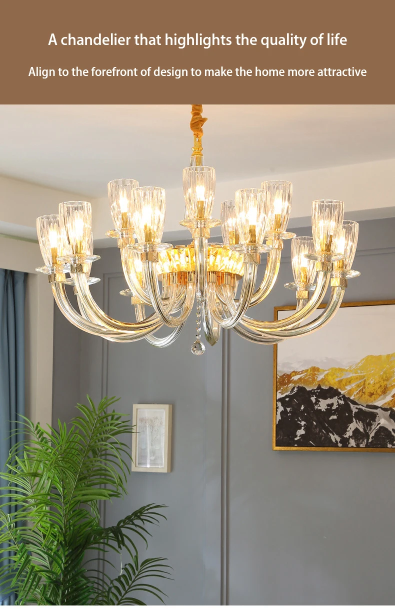 flower chandelier European style crystal chandelier atmospheric living room lamp simple bedroom crystal lamp hotel villa hall candle chandelier large chandeliers