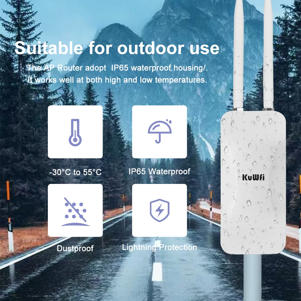 Kuwfi-alta Potência ao ar Livre sem Fio Wifi Repetidor Roteador ap 1200mbps Dual Dand 2.4g 5ghz Longo Alcance Cobertura Wifi Ac1200 - Imagem 5