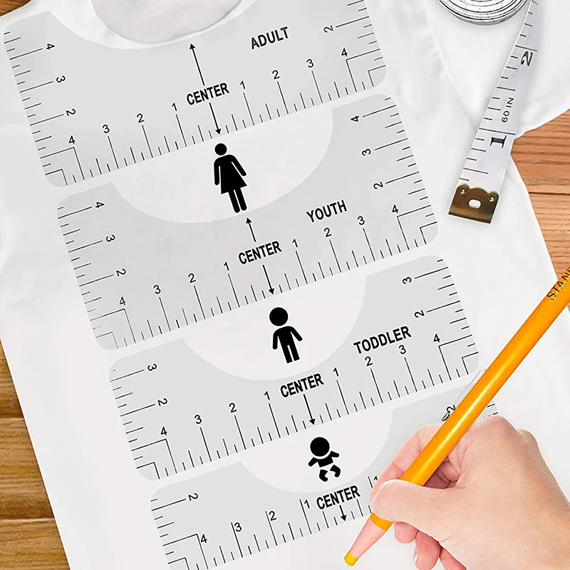 8Pcs Diy T Shirt Ruler Guide PVC T-Shirt Ruler To Center Designs T Shirt Alignment Tool For Adult Youth Toddler Infant