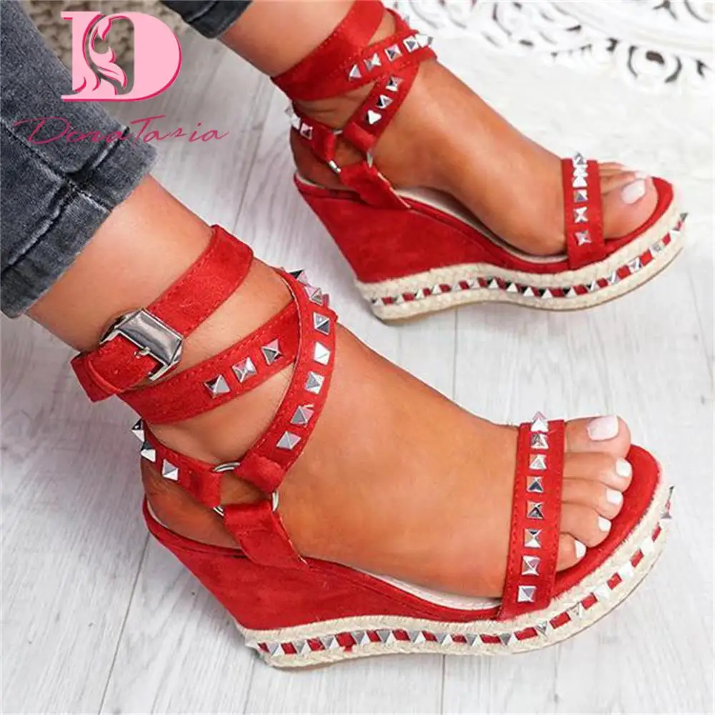 

DoraTasia Brand New Ladies Platform Gladiator Sandals Fashion Rivet Wedges High Heels Summer women's Sandals Party Shoes Woman