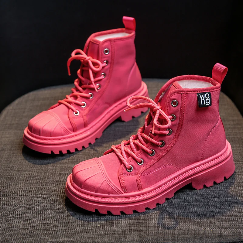 

New High-top Pink Women's Boots Autumn 2023 Shell Platform Boots For Women Trendy Casual Women Ankle Boots bota coturno feminino