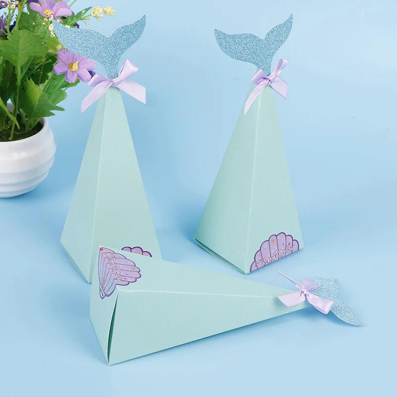 10Pcs Mermaid Gift Boxes Sweet Paper Candy Box Mermaid Birthday Party Decoration