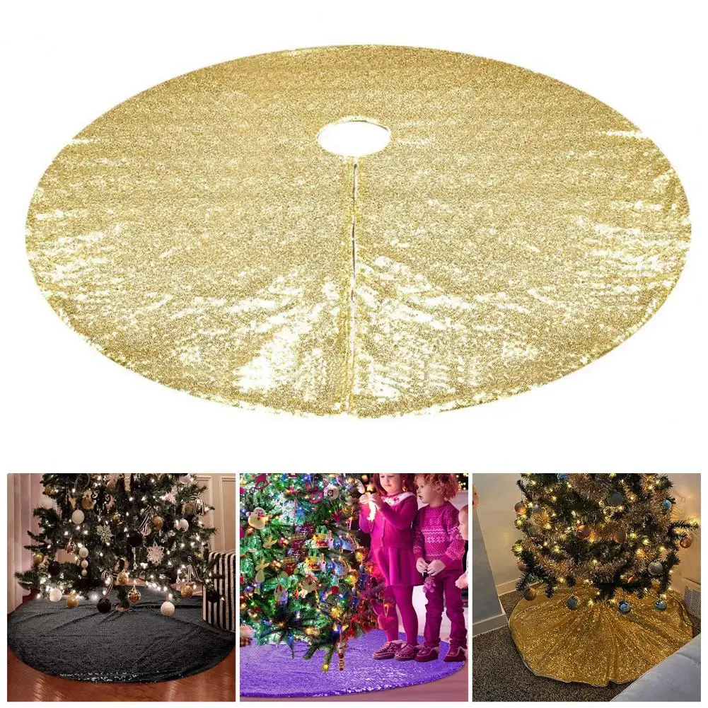 1Pc Holiday Tree Skirt Elegant Sequins Christmas Tree Skirt Shiny Vibrant Color Xmas Tree Mat for Festive Home Party Decorations