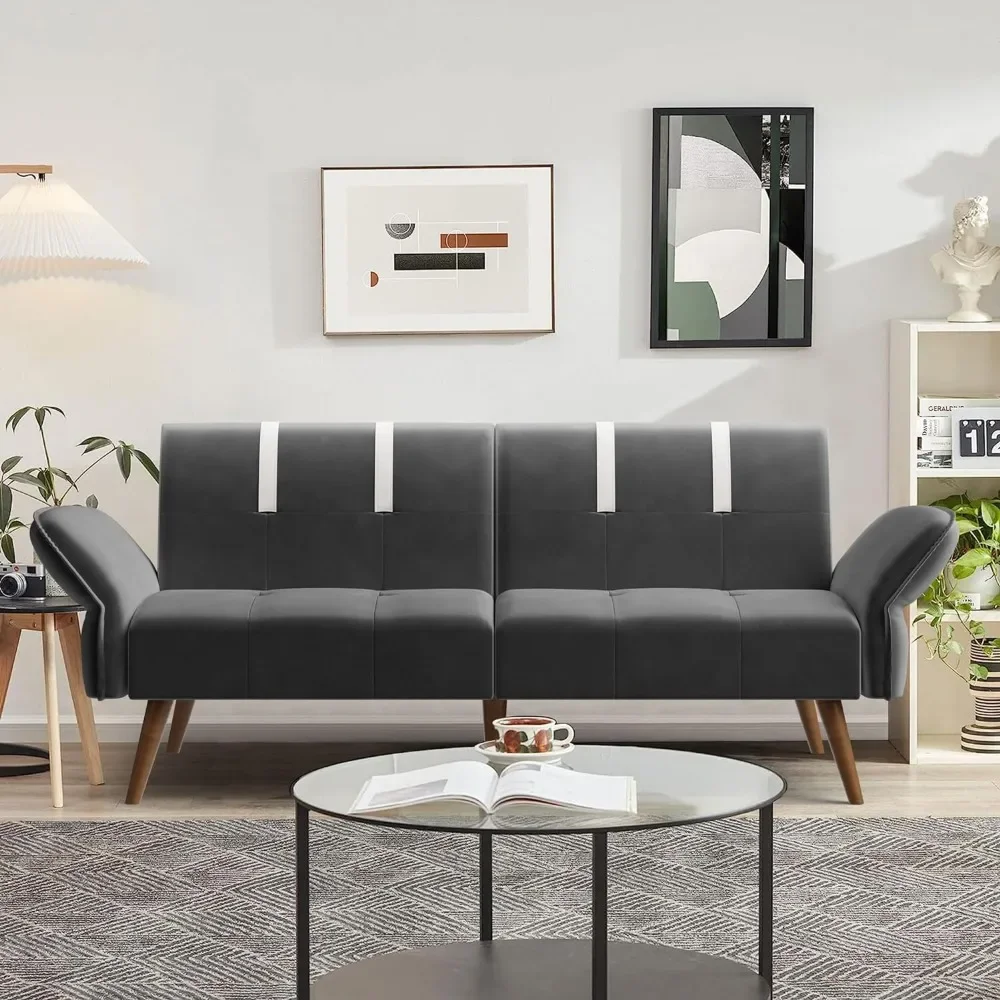 

Sofa, Small Modern Velvet 2-person Sofa, Foldable, Convertible, Adjustable Armrests,backrest (dark Gray) Bedroom Furniture Set