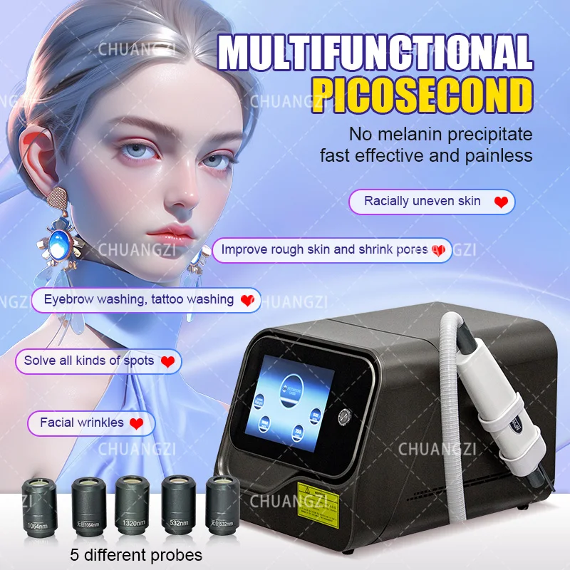 Portable Picolaser Tattoo Removal Machine Q Switch Picolar Color Tattoo Removal Device Suitable for Salons