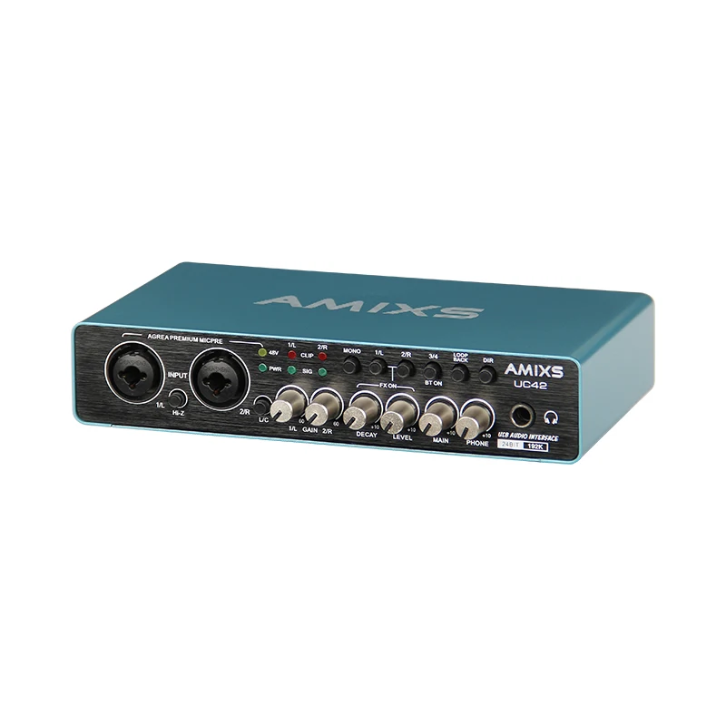 AMIXS UC42 Audio Interface for Recording Computer Free Drive USB External Sound Card for Pc Audio Equipment Professional Video,audio interface