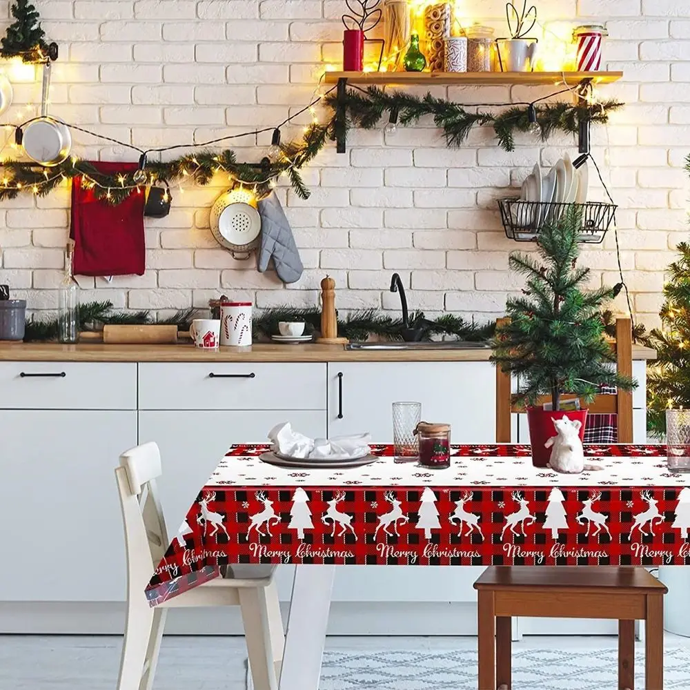 Description Picture 6 of itemPlastic Christmas Tablecloth Snowman Snowflake Bronzing Disposable Tablecloths Table Decoration Disposable Table Cover Christmas