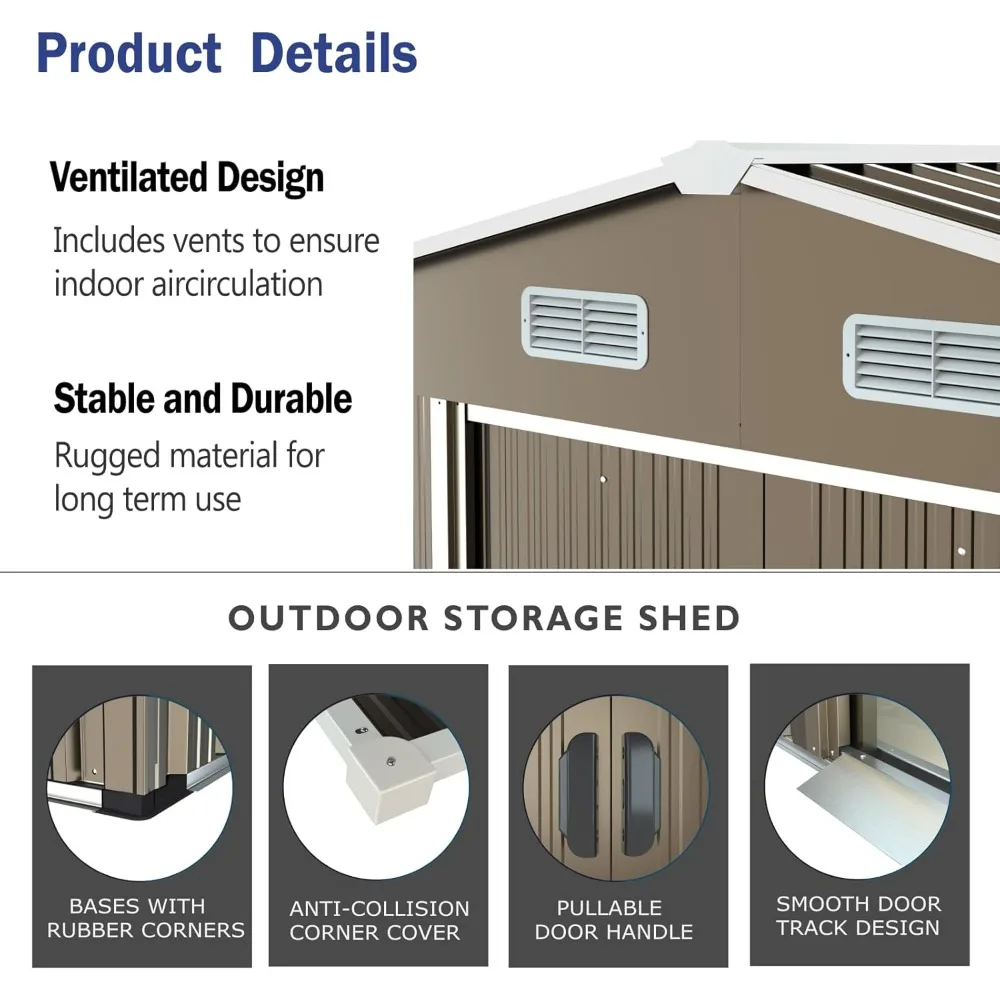 Popular 10'x8' Galvanized Metal Outdoor Storage Shed 2