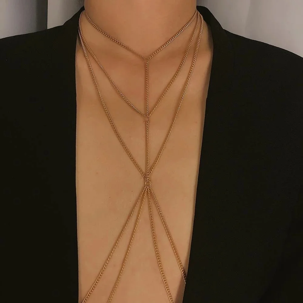 Simple Style Copper Necklace Belly Body Chain