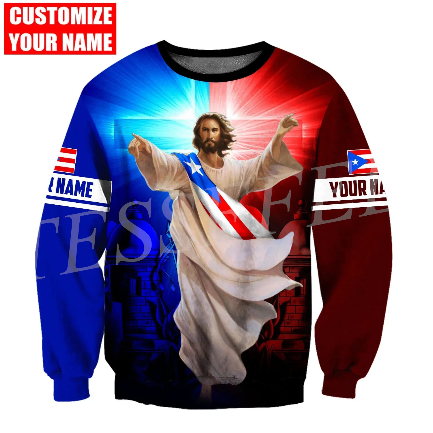 Custom Name Country Puerto Rico Boricua Taino Caribbean Sea Tattoo Retro 3DPrint Harajuku Casual Funny Pullover Jacket Hoodies O
