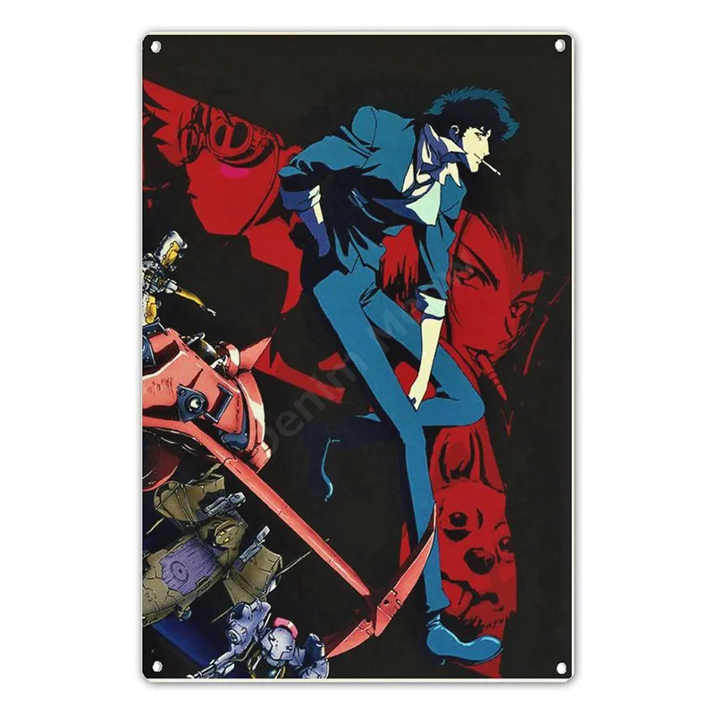 Vintage Japanese Retro Metal Sign, Cowboy Bebop, Wall Art
