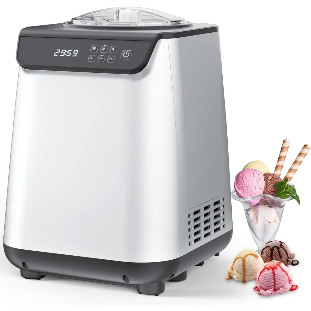 

1.3 Quart Ice Cream Maker Machine with Built-in Compressor, Fully Automatic and No Pre-freezing, 1 Hour Keep-Cooling