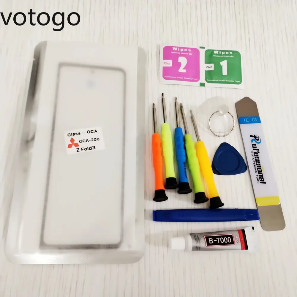 Per Samsung Galaxy Z Fold 1 2 3 4 5 5G Touch Screen Esterno Vetro + Oca Colla Frontale Lcd Digitizer Lens Panel + B7000 Sostituire I Kit