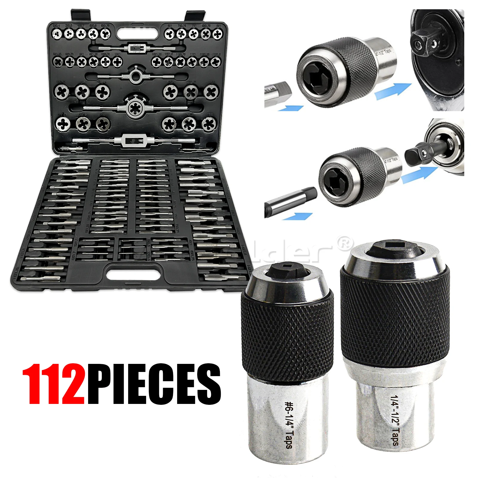 WinHolder 112-Piece Metric Tap and Die Set