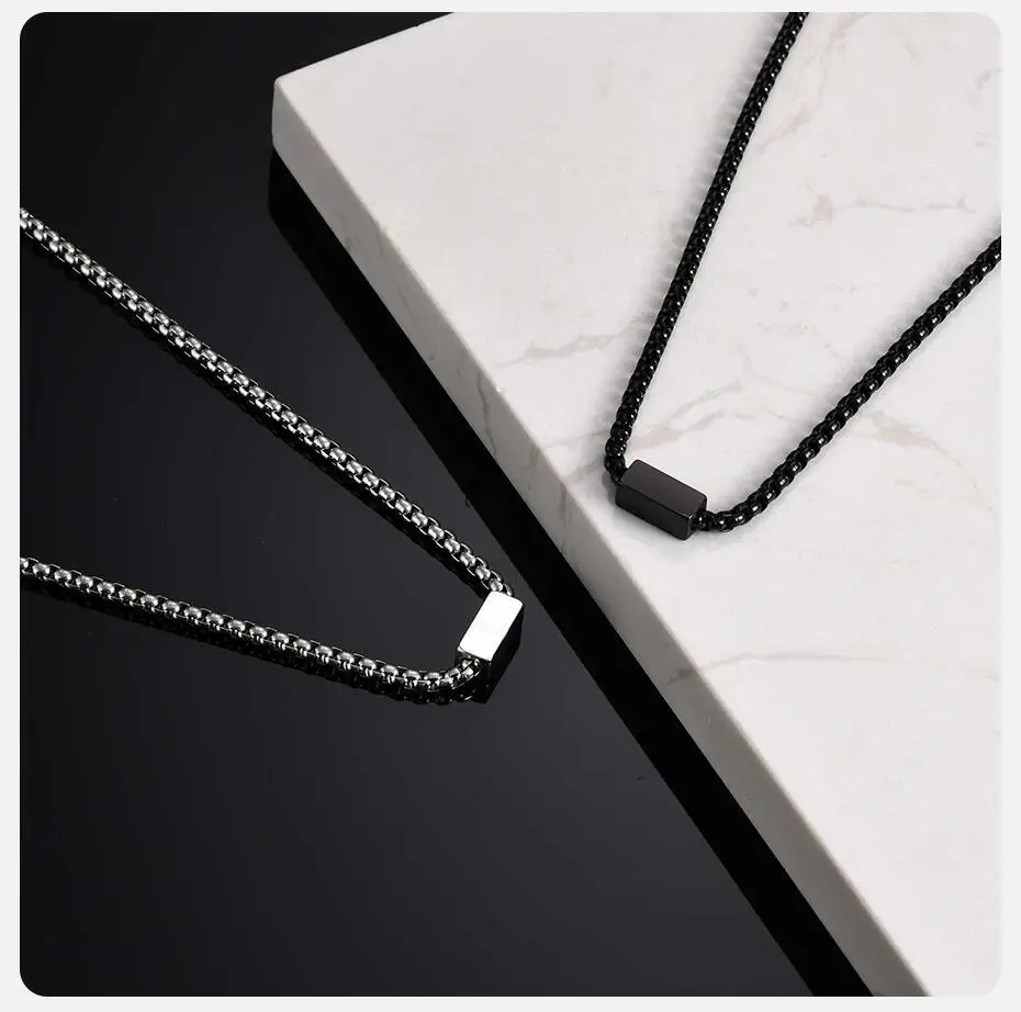 Vnox Edelstahl-Kastenkette für Herren, geometrische quadratische verstellbare Halskette aus Metall, modischer, lässiger Hip-Hop-Schmuck – Detail 6