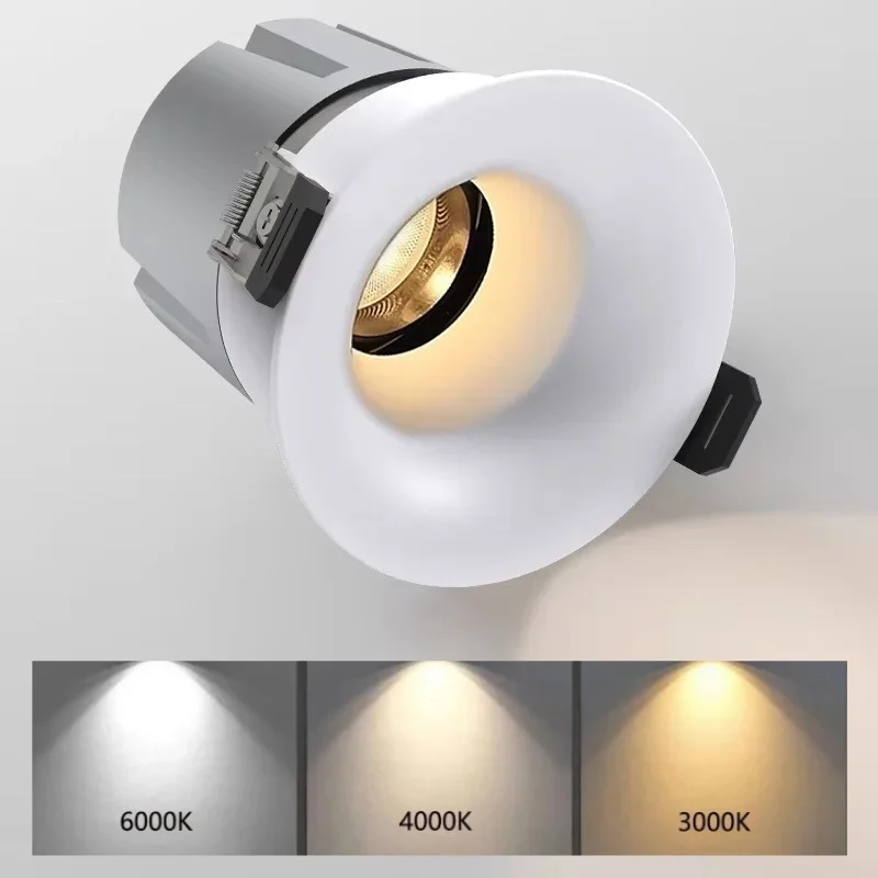 내장형 LED COB 눈부심 방지 곡선형 화이트 블랙 스팟 조명 5W 7W 10W 다운라이트 12W 15W 18W CRI92 (객실, 호텔, 매장, 사무실용)