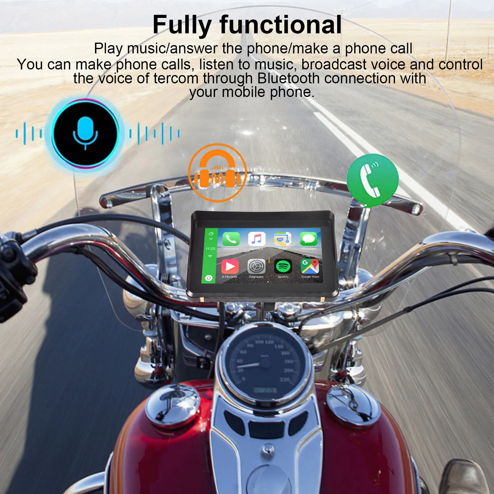 7 inch Touch Screen Carplay Motorcycle Navigator Portable GPS Navigation For Motorcycle IPX6 Waterproof Android Auto Mote Bike