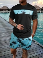Asual Men's T-shirt Set Sportswear For Male Oversized Clothing Short Sleeve Shorts Suit Men T-shirt Suit Summer Beach Shorts 1