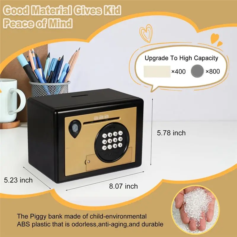 FEDI-돼지 저금통, 전자 지문 번호 저금통, 동전 은행 머니 세이프 ATM 기계 어린이를 위한 선물