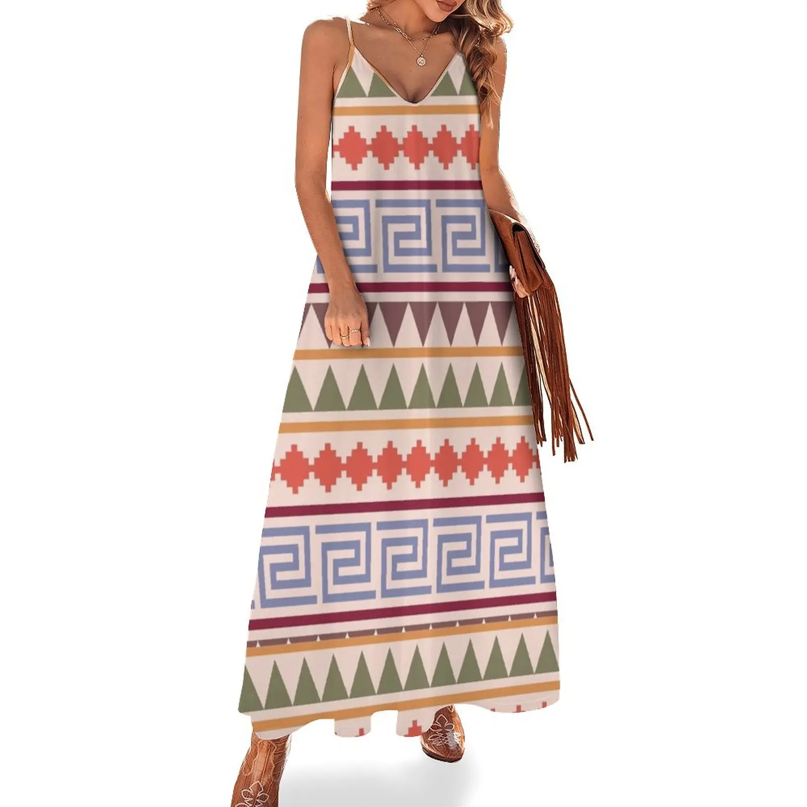 

COLORFUL NATIVE AMERICAN PATTERN Sleeveless Dress elegant women's sets