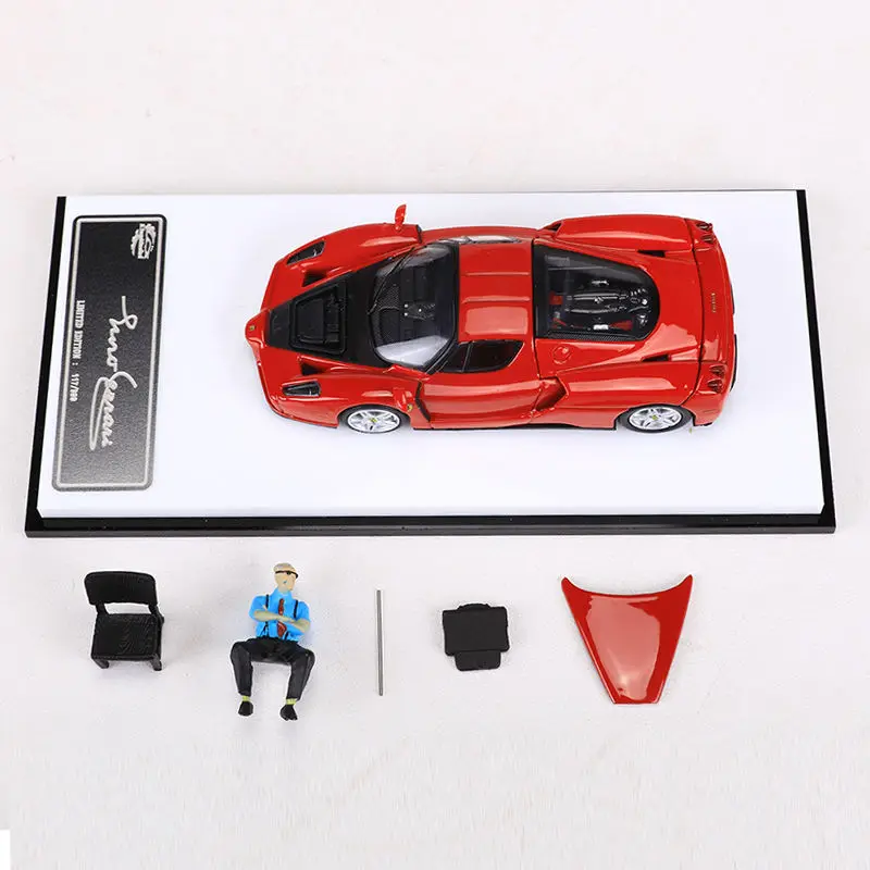 Diecast Model Car King Model 1/64 Ferrari Enzo Car Mode Ferrari with Doll Play Vehicles Toys for Boys 5