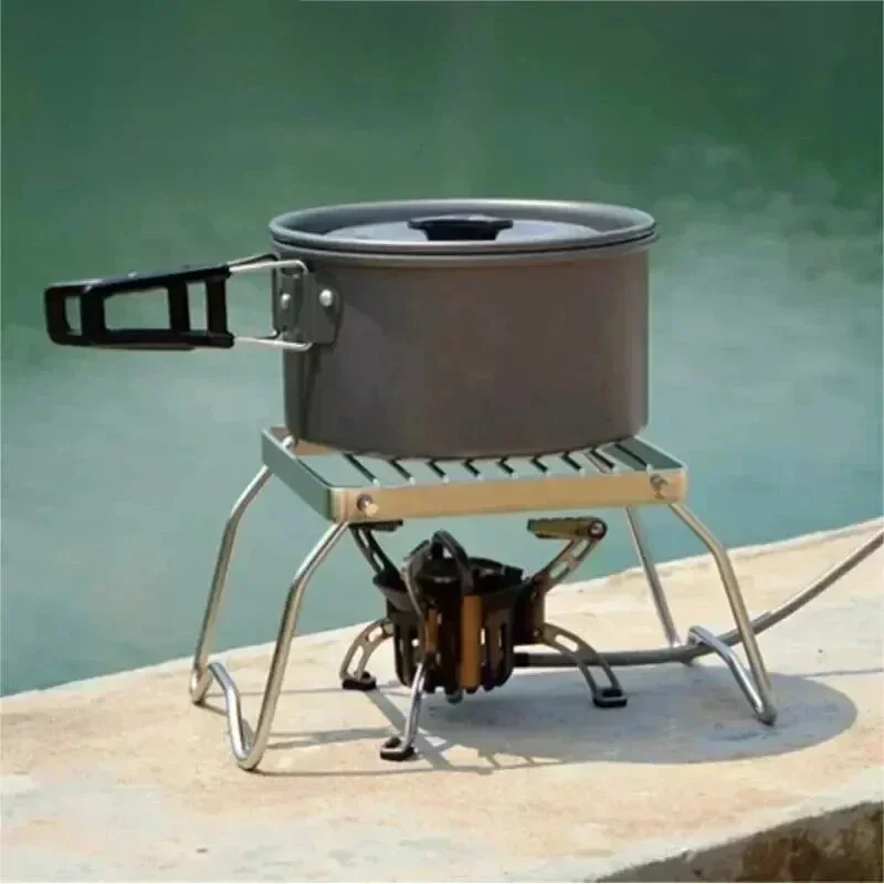 Outdoor Stainless Steel Stove Holder Mesh Baking Tray Holder Camping Portable Pot Holder Folding Mini Barbecue Rack Pot Rack