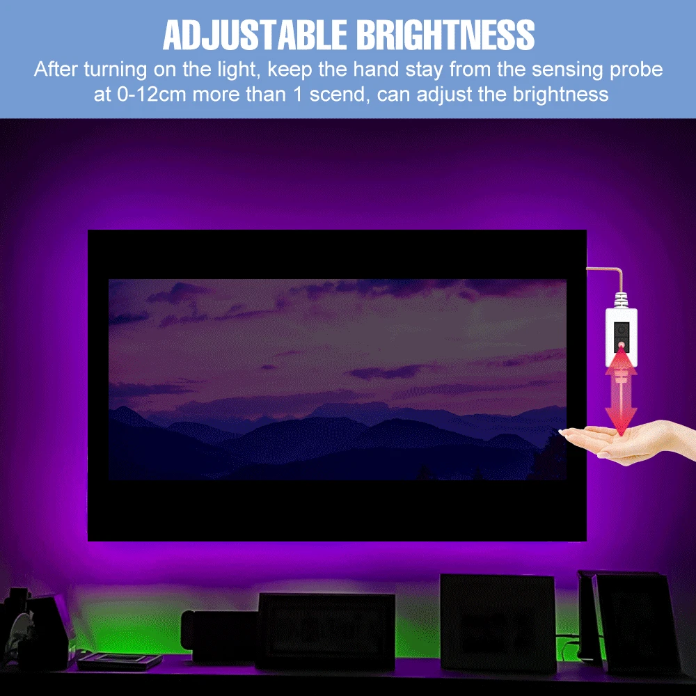 LED 스트립 조명 방수 유연한 램프 테이프, USB 밝기 조절 가능, TV 백라이트 리본 룸 장식, 침실 캐비닛 조명 다이오드, DC5V