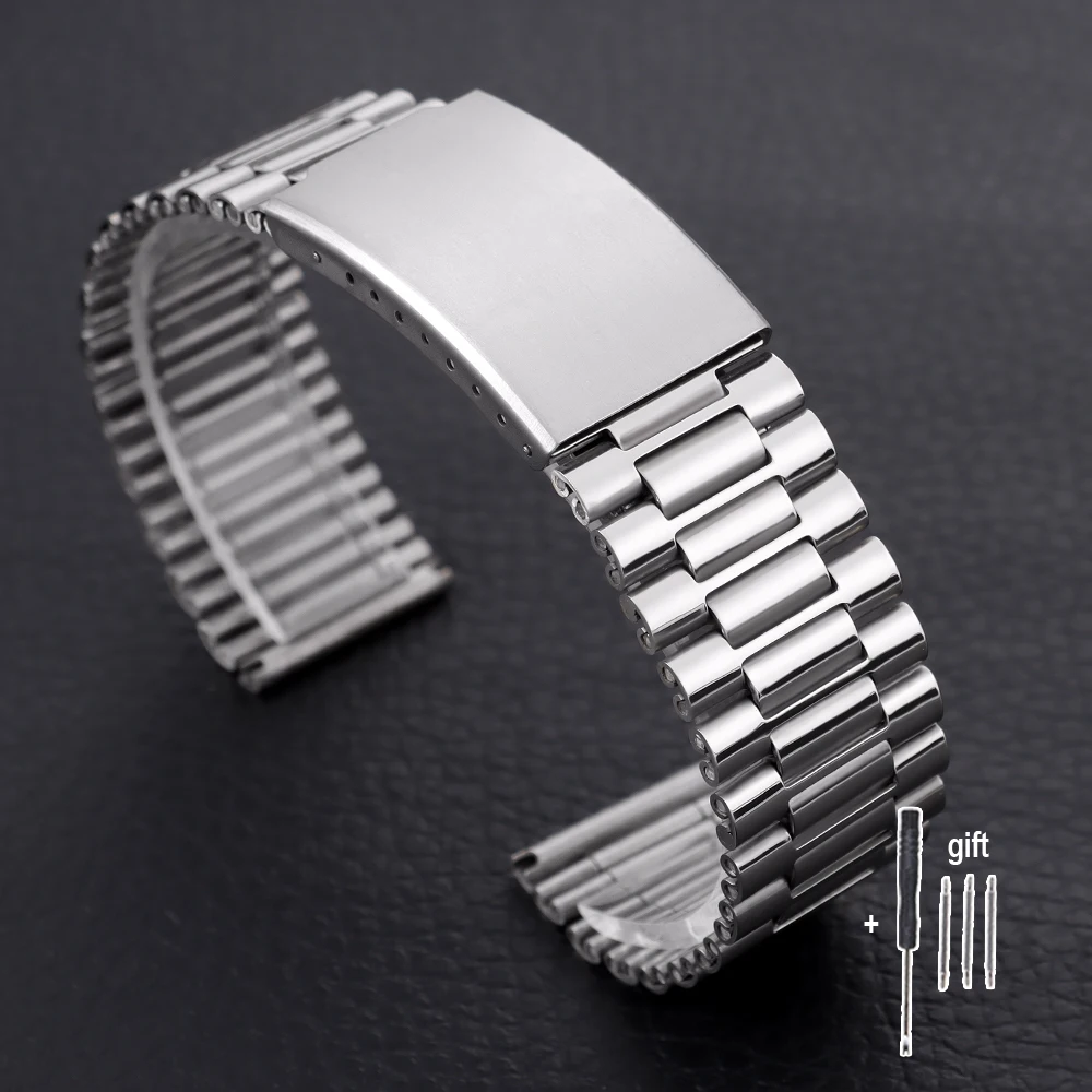 Elegant Two-Tone Stainless Steel Bracelet Watch Band with Folding Clasp