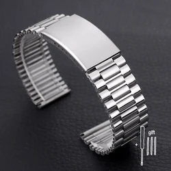 Elegant Two - Tone Stainless Steel Bracelet Watch Band with Folding Clasp - 20mm (Silver)
