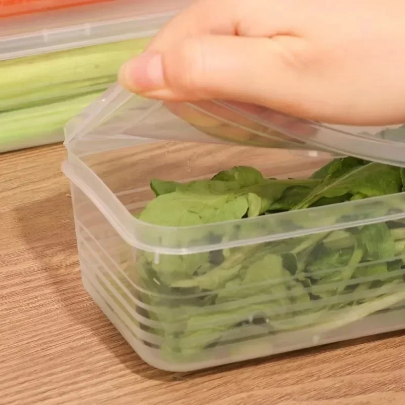 1/5PCS Refrigerator Storage Boxes Scallions Fresh Box Food Container Cold Storage Crisper Sealed Fridge Organiser with Lid Jars 4