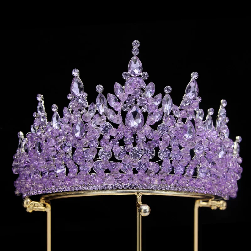 

Luxury High Quality Royal Queen Wedding Crown for Women 2023 Large Crystal Banquet Veil Tiara Party Costume Hair Ornament