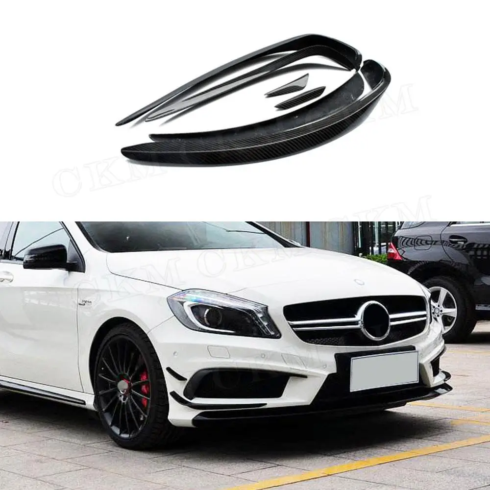 

Передний бампер из углеродного волокна, сплиттер, спойлер, противотуманные фары, планки для Mercedes Benz A Class A180 A200 A250 AMG 13-16