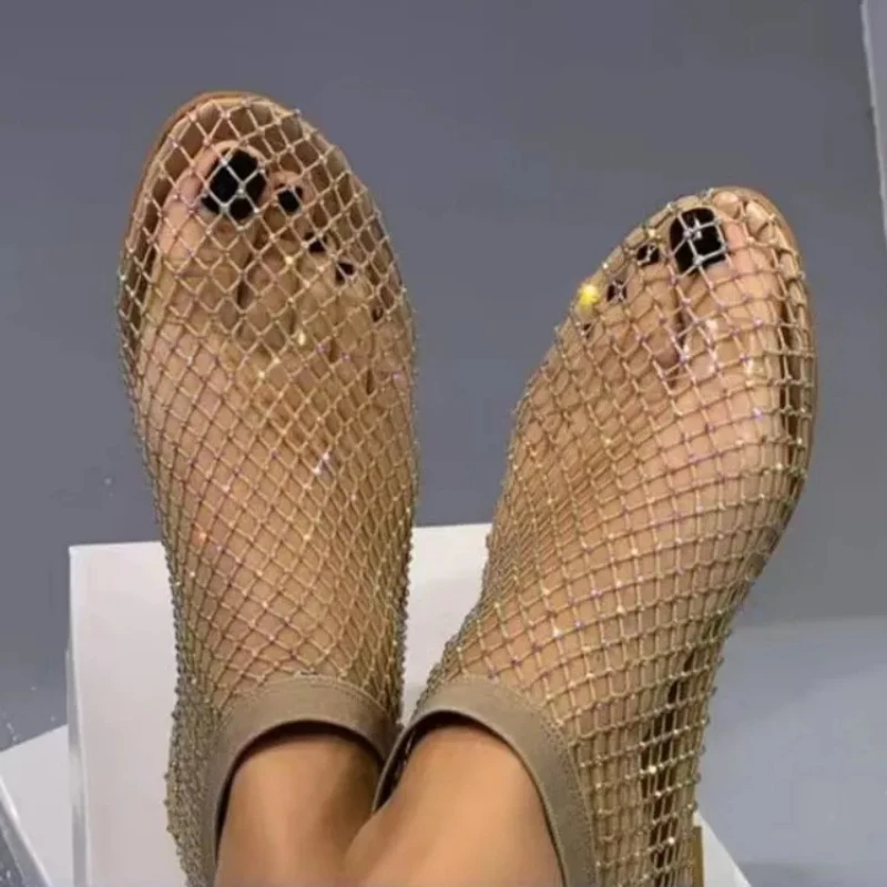 Luxury Round Diamond Women's Shoes, Astique Artificial Mesh Socks and Sandals, Slippers, Special Offer, New Collection 2024_voghion.com