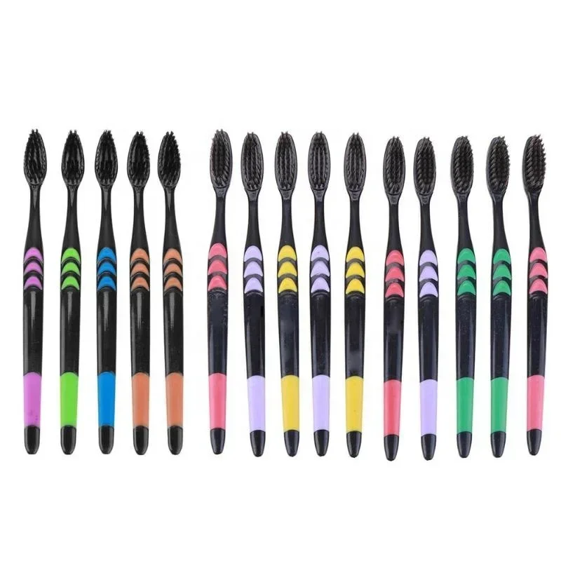 10-Pack Soft Bristle Bamboo Charcoal Antibacterial Toothbrush Set