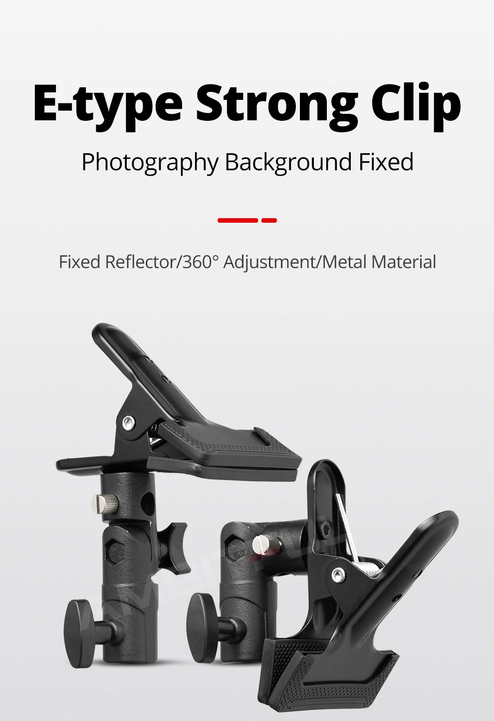Reflector Clamp Clip Holder Light Stand Attachment 1/4" to 3/8" Screw Mount Swiv