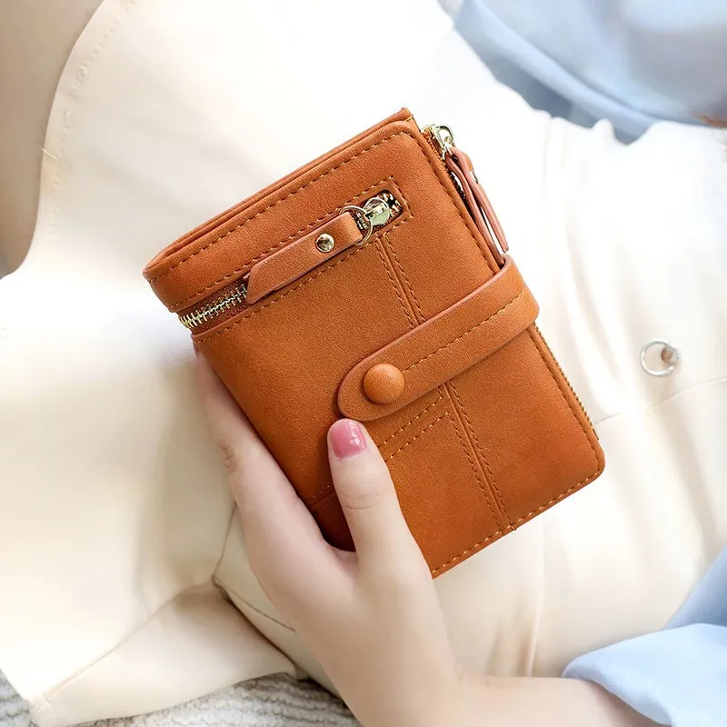 

Short Wallet Fashion Women Folding Zipper PU Leather Female Coin Purses Ladies Hasp Clutch Credit Card Holder Money Bag Carteras