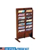 Mahogany Freestanding Magazine Rack 14 Pockets USA  Wood Display 12x22x37 1