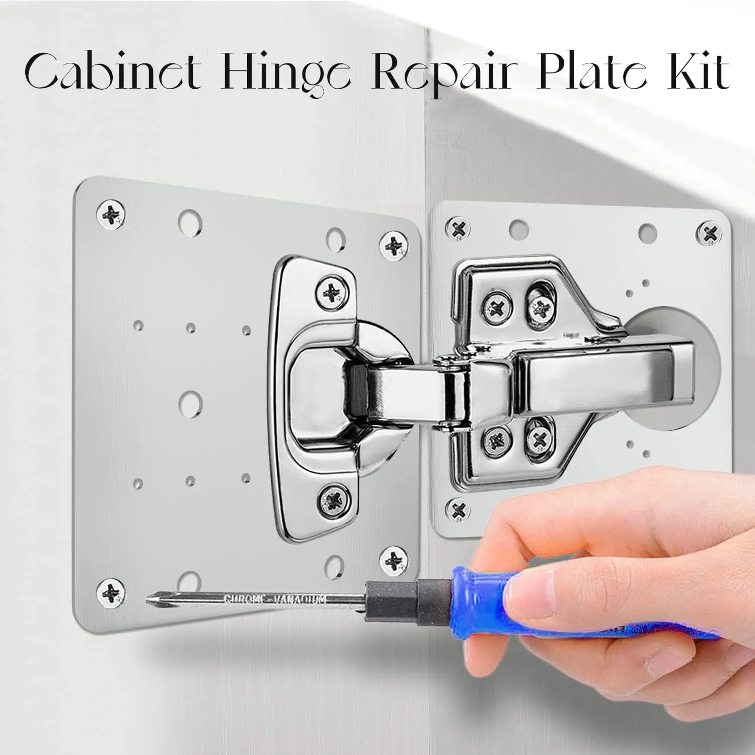 Description Picture 3 of item2/4/10PCS Hinge Repair Plate Kitchen Cabinet Door Hinges Mounting Plate with Screw Flat Fixing Brackets Furniture Hardware Tools
