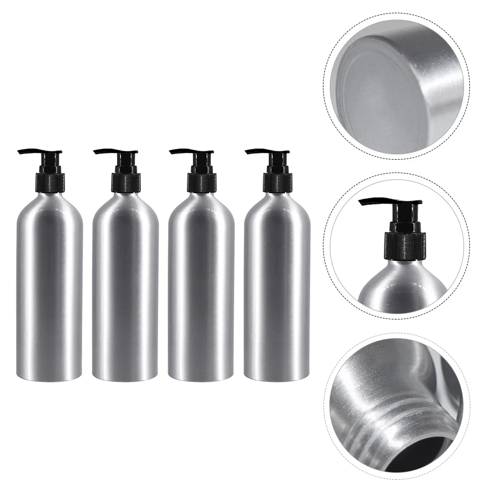 

4 Pcs Dispensing Aluminum Bottles Hand Soap Dispenser Shampoo Sub Press Filling Spiral Liquid Holder Empty Travel